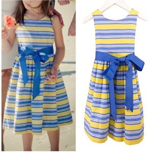 Girls Bailey’s Boys Classics Blue Yellow Striped Dress with grosgrain sash Sz 10